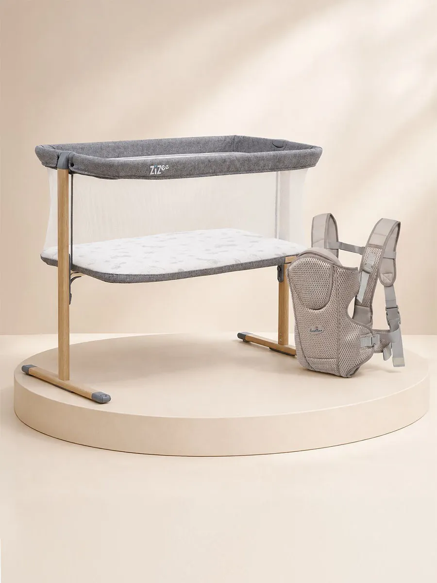 Набор: Колыбель Tutti Bambini ZiZee Oak/Charcoal + Рюкзак Fiorellino beige mesh