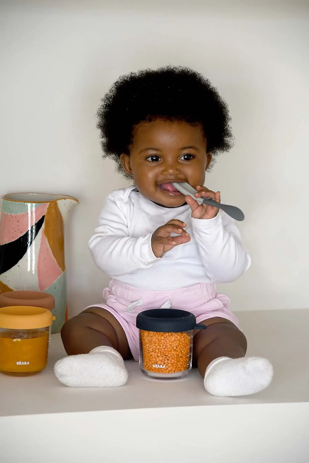 Набор двухцветных ложек Beaba силиконовых в футляре 2 шт от 4 месяцев