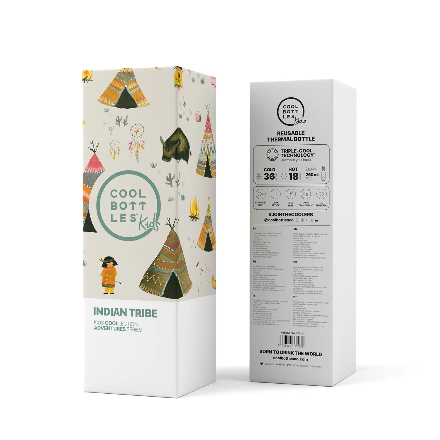 Термос–термобутылка Cool Bottles Kids серия Adventure  Indian Tribe 260 мл CBBK26IT