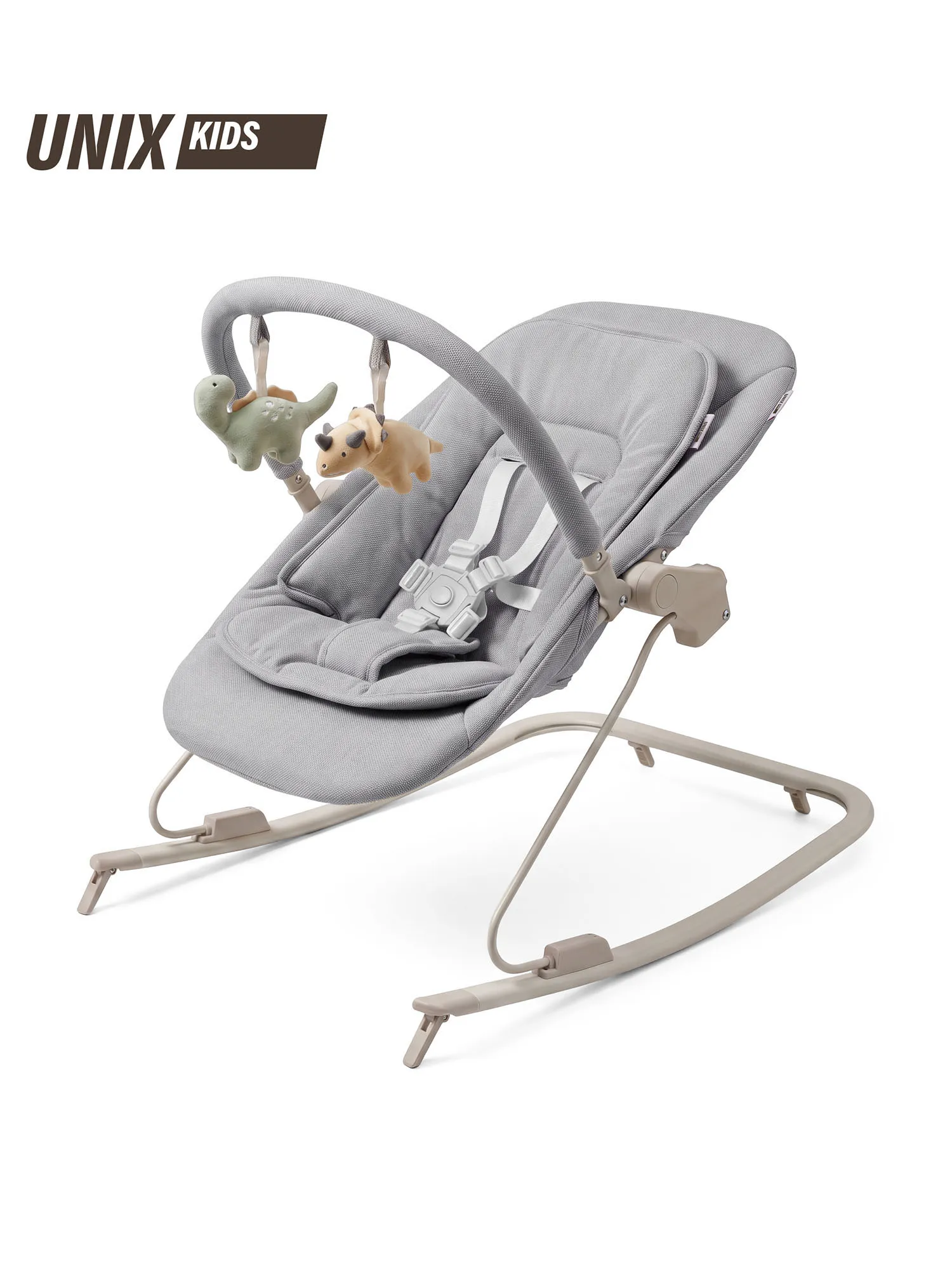 Шезлонг-качалка UNIX Kids Dino Серый (Grey) BBOUNCERDINOGY. Изображение 3