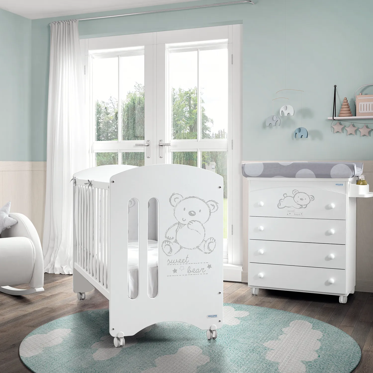 Кровать приставная Micuna Sweet Bear 120*60 с матрацем CH-620 Витрина