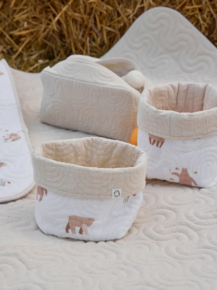 Корзины для хранения BUBA KIDS 3 шт. Мишкины лакомства/Натуральный BKBASK201. Изображение 3
