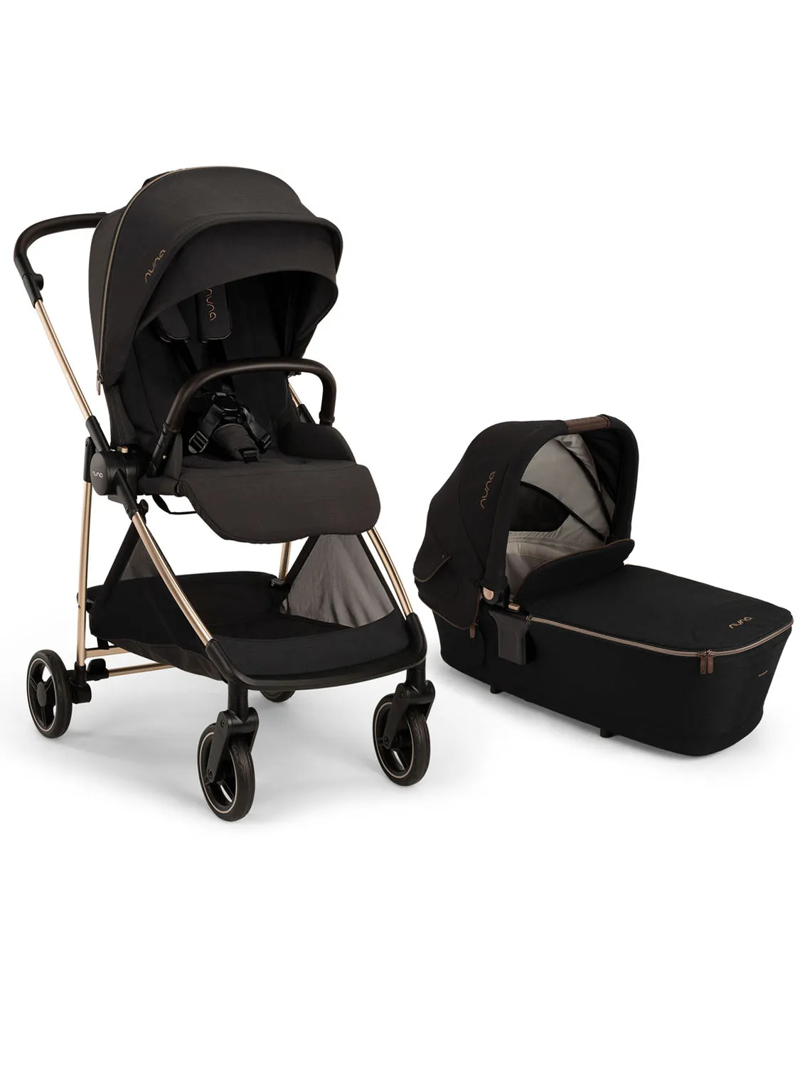 Коляска 2 в 1 Nuna IXXA NEXT, Черная (Riveted Rose) с люлькой LYTL, Черная (Riveted)