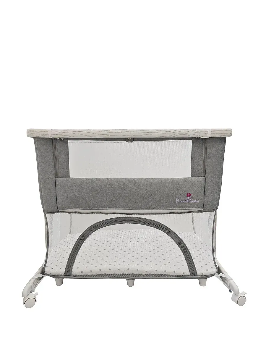 Люлька – колыбель 4 в 1 приставная Fiorellino BSB001, качалка, с колесами, серый (light gray) ПУ