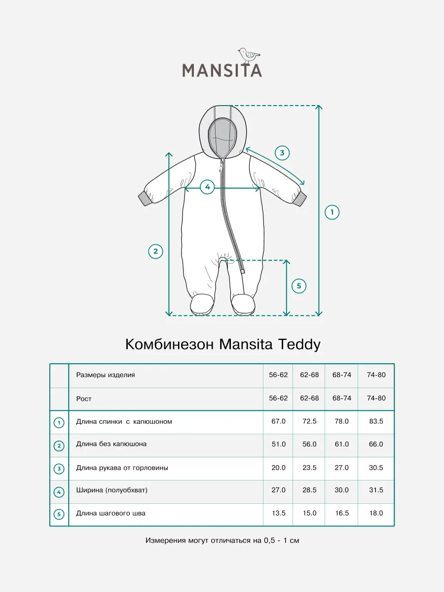 Комбинезон детский утепленный Mansita Teddy цвет nova-графит