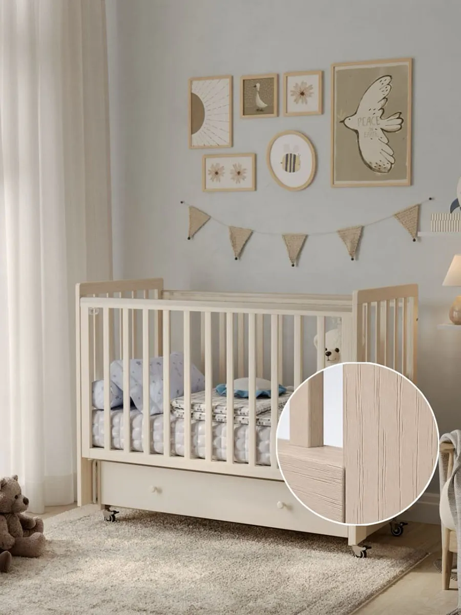 Кровать ANTEMI Classic Sleep Premium 120х60 с ящиком-маятником сатин НИК 24сатин. Изображение 2