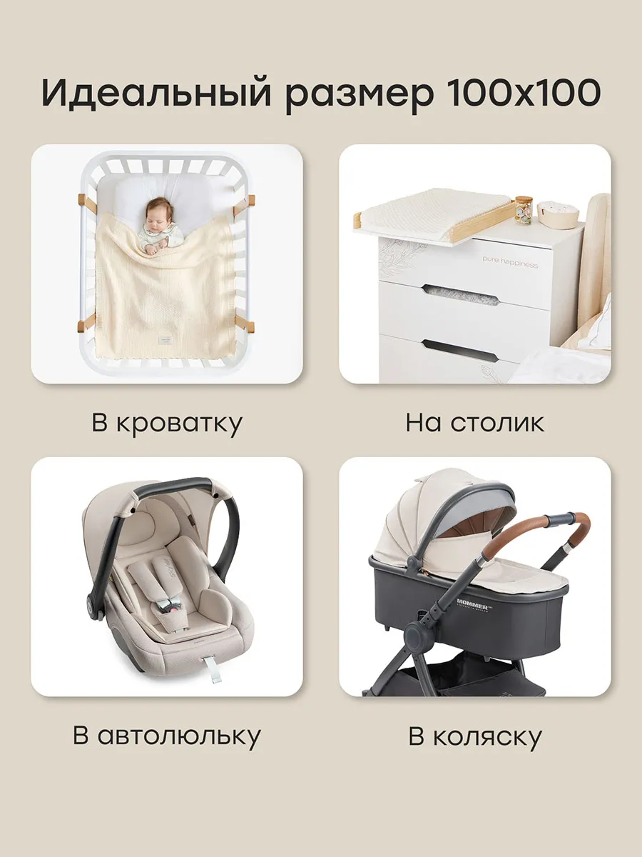 Плед Happy Baby детский 100х100 см молочный (milky) 87584. Изображение 4