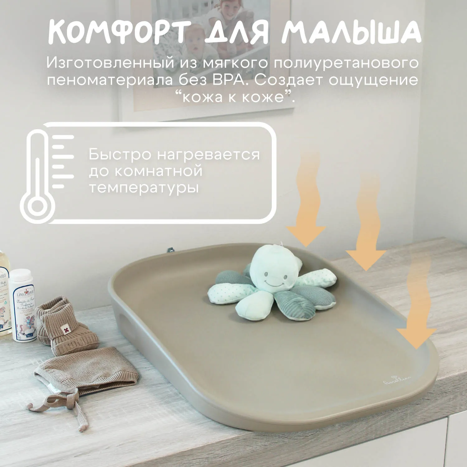 Инновационный пеленальный матрасик Fiorellino Beige 7528C ПУ