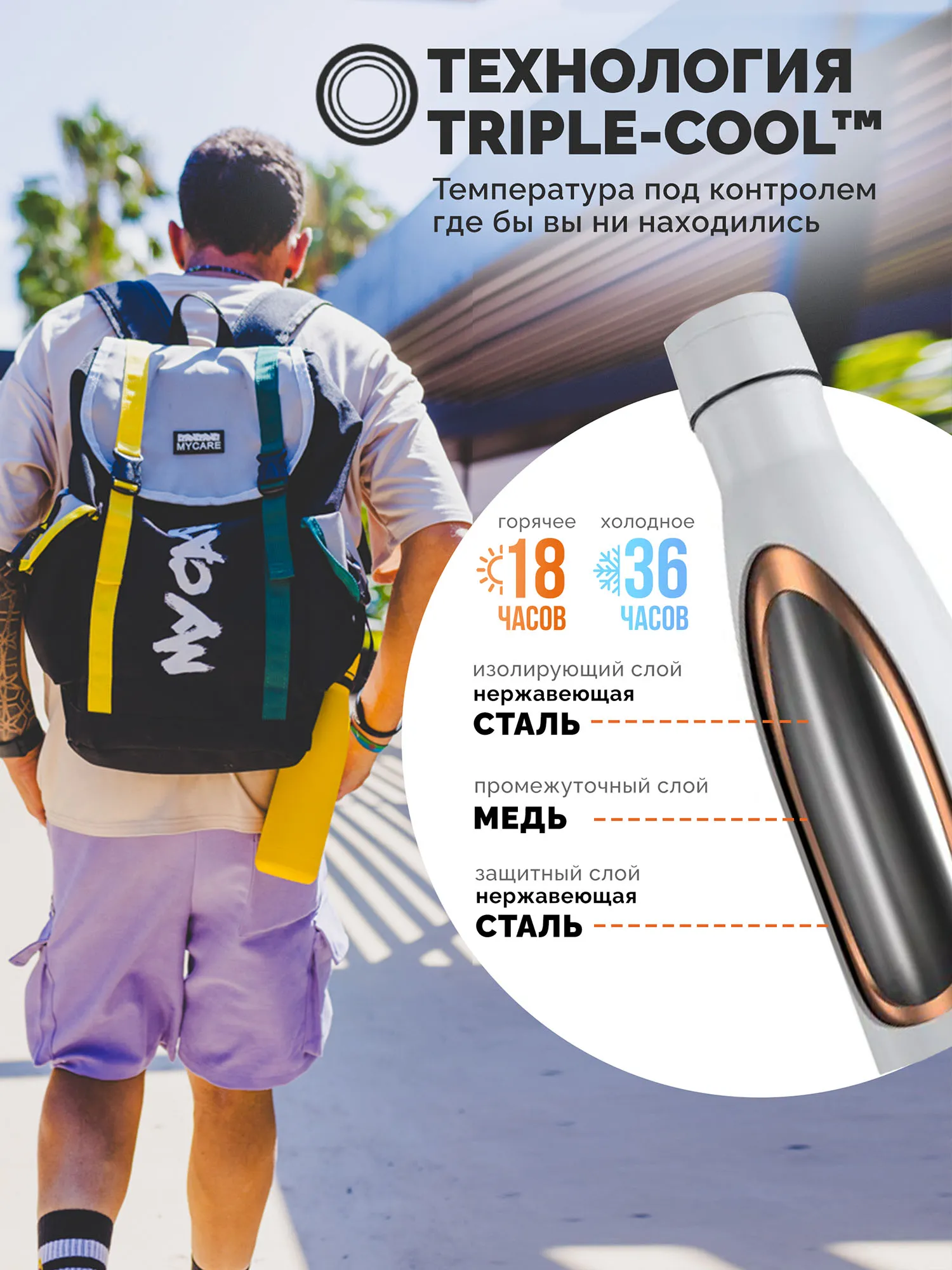 Термос-термобутылка Cool Bottles Vivid Yellow 500 мл