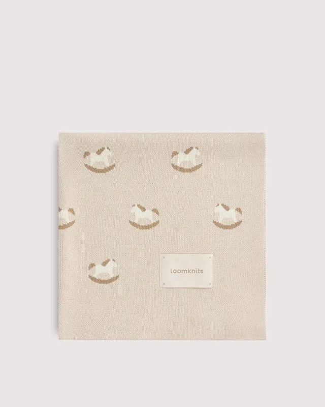 Плед детский LoomKnits Лошадки Топленое молоко 80х120 см LW23-5002-034-80/120