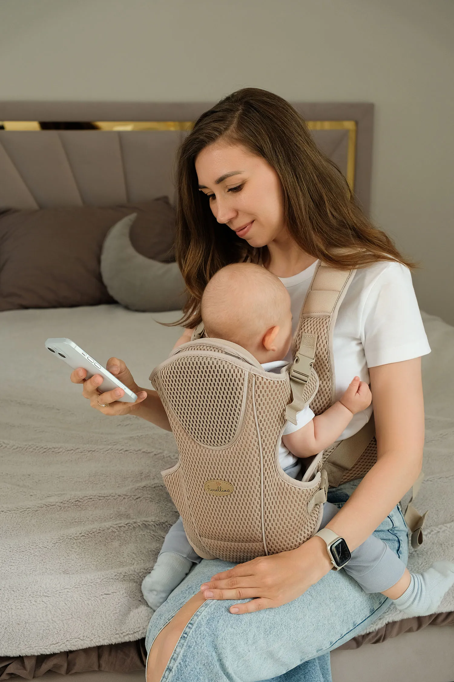 Рюкзак переноска Fiorellino beige mesh BC1847