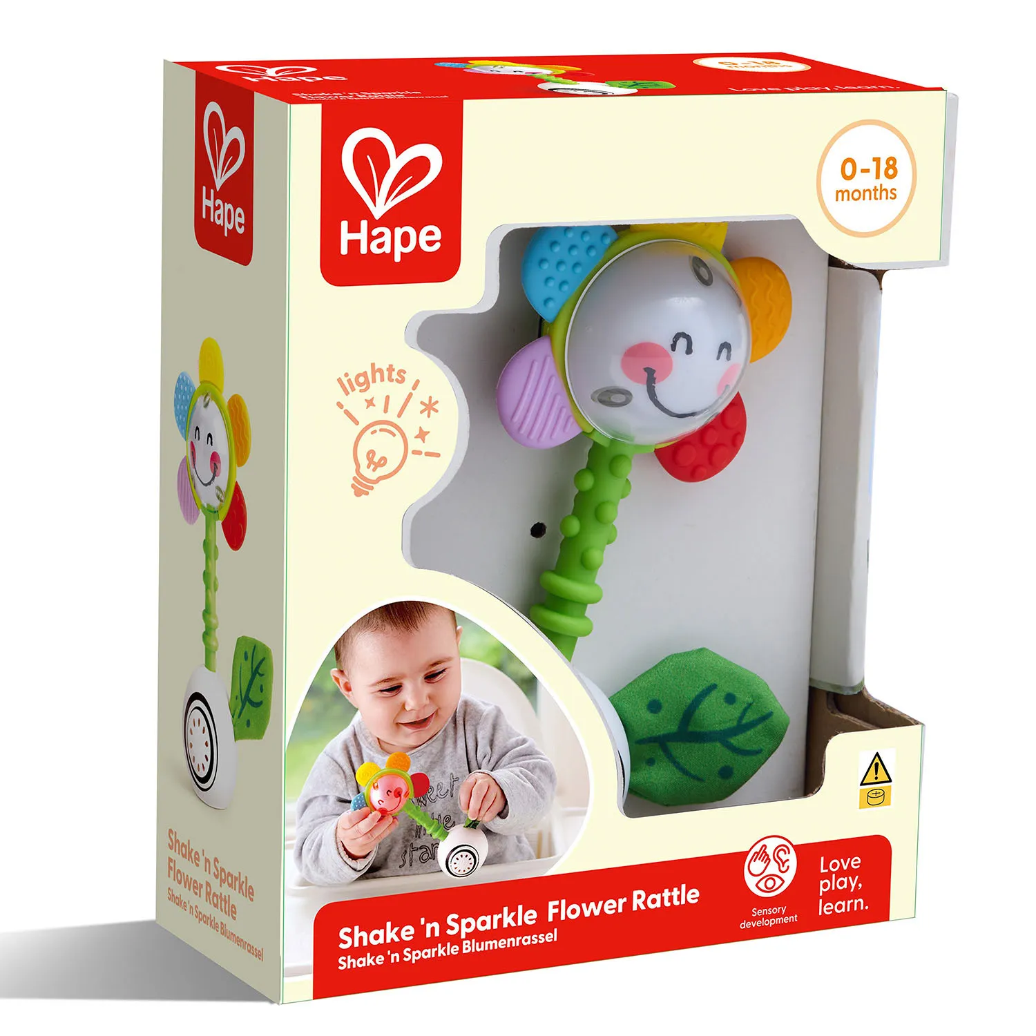 Погремушка HAPE «Светящийся Цветок» интерактивная игрушка с подсветкой E0133_HP