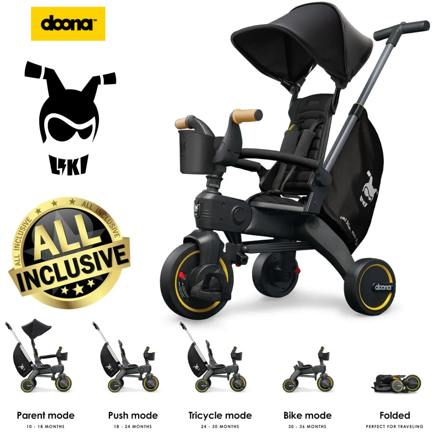 Велосипед трёхколесный Doona Liki Trike S5 с ручкой