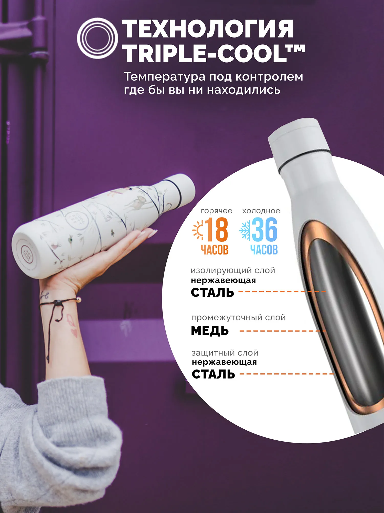 Термос-термобутылка Cool Bottles Paula Alenda Hanging Friends 500 мл