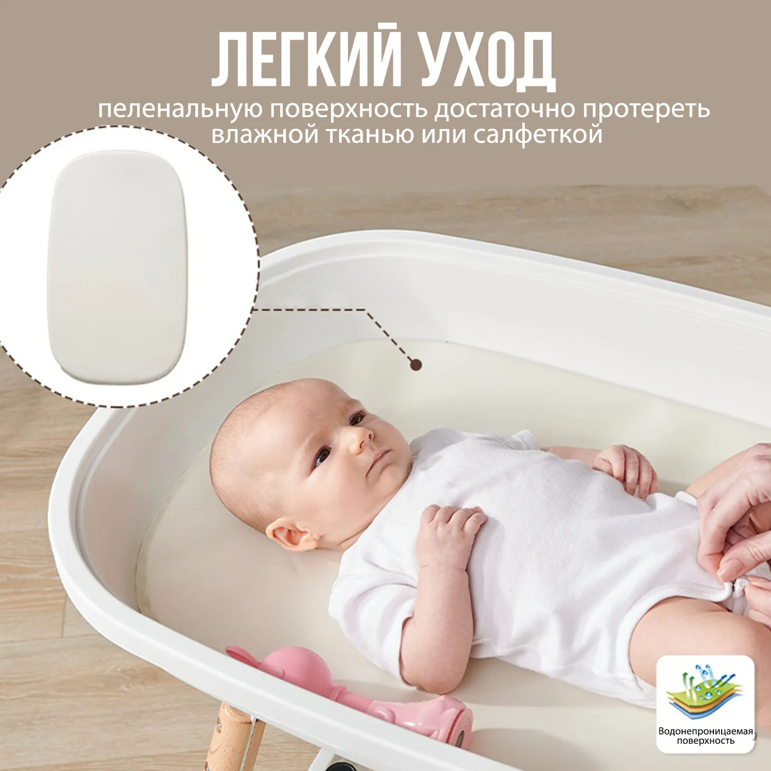 Промонабор Fiorellino: Пеленальный стол с матрасиком + Колыбель приставная