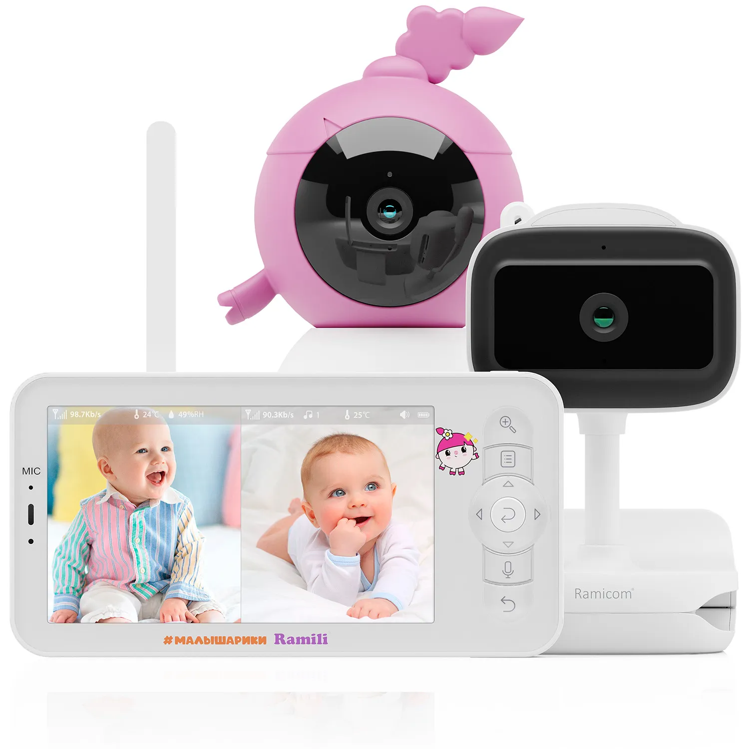 Видеоняня Ramili Baby Нюша, Малышарики, с креплениями RV100NUSHAVRC400C