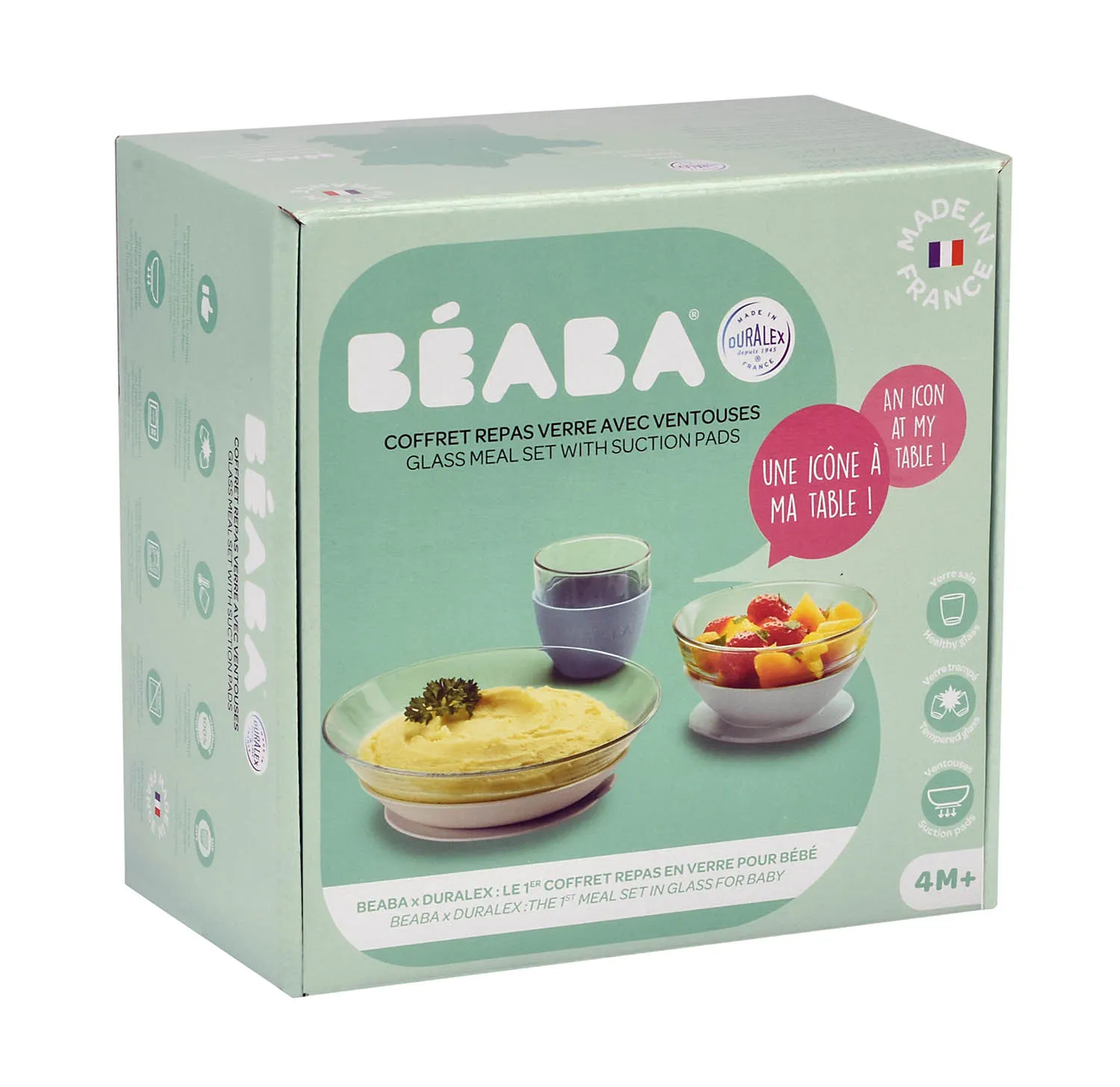 Набор посуды Beaba стеклянный 2 тарелки, чашка Coffret Repas Verre