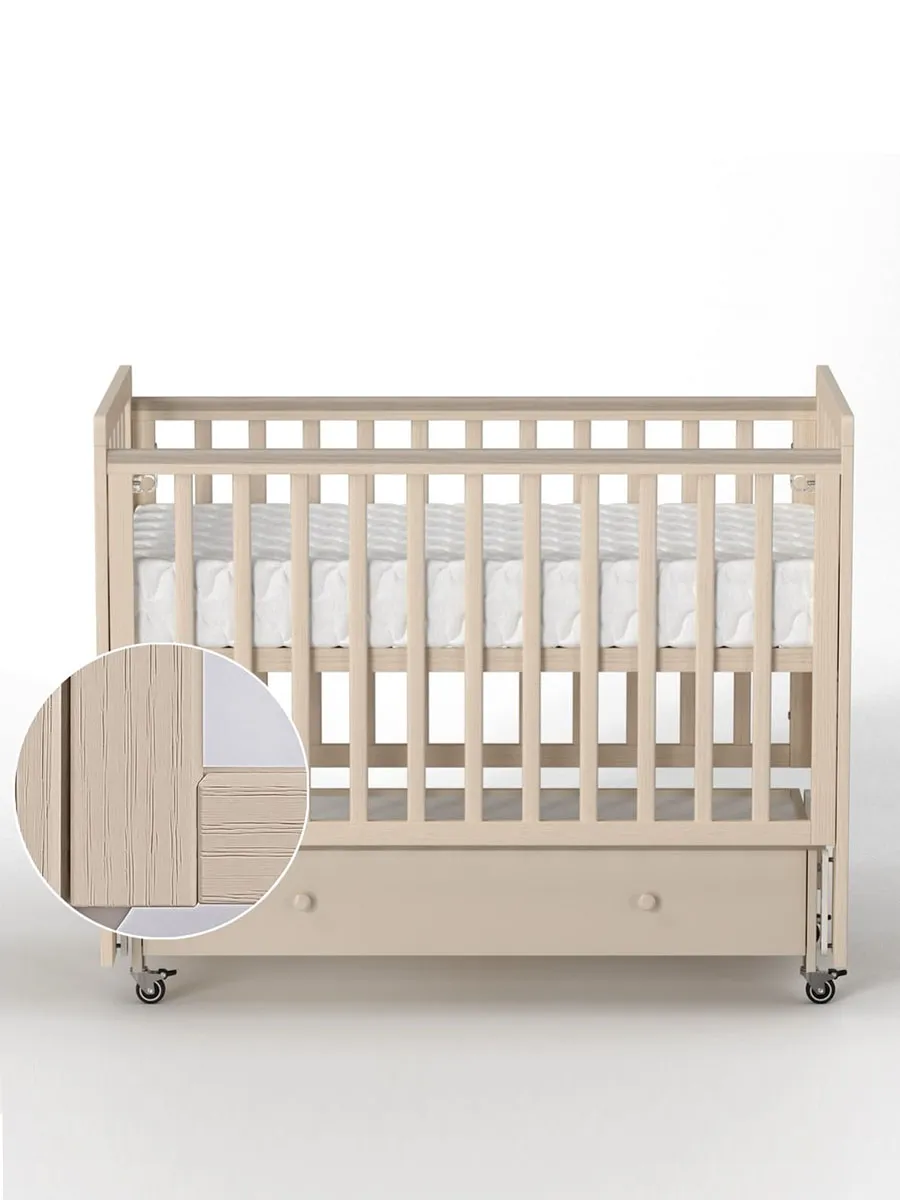 Кровать ANTEMI Classic Sleep Premium 120х60 с ящиком-маятником сатин НИК 24сатин. Изображение 6