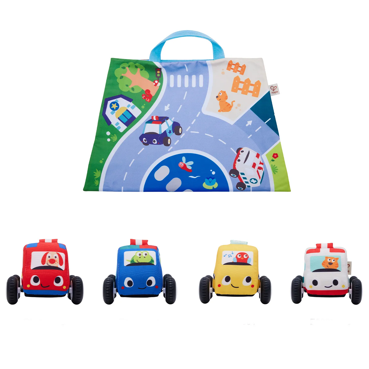 Набор игровой HAPE для малышей «Навстречу приключениям» Плюшевые машинки E0076_HP