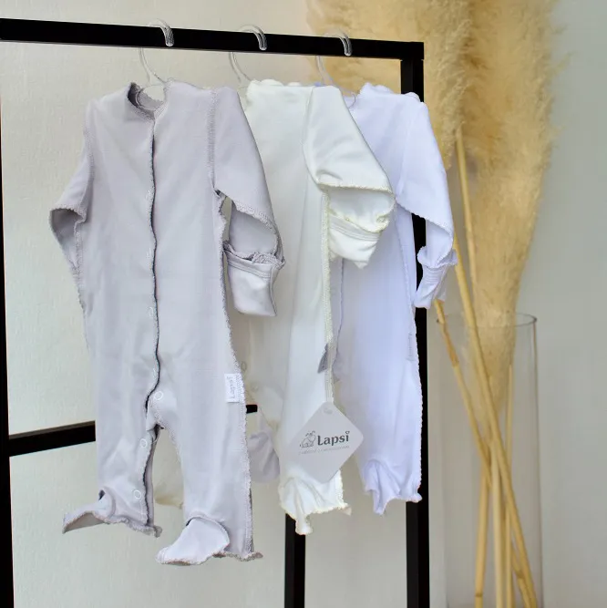 Комплект Lapsi № 1.1: комбинезоны белый/серый/молочный (3 шт)