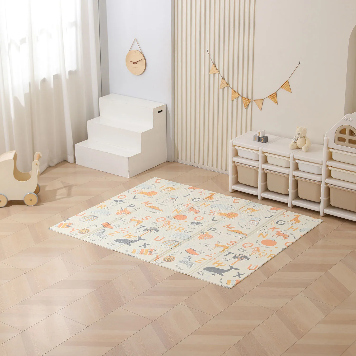 Манеж UNIX Kids Simple 151x151 Color PPSI12GGW + Коврик складной 120x150 см Camel PMLG120CL