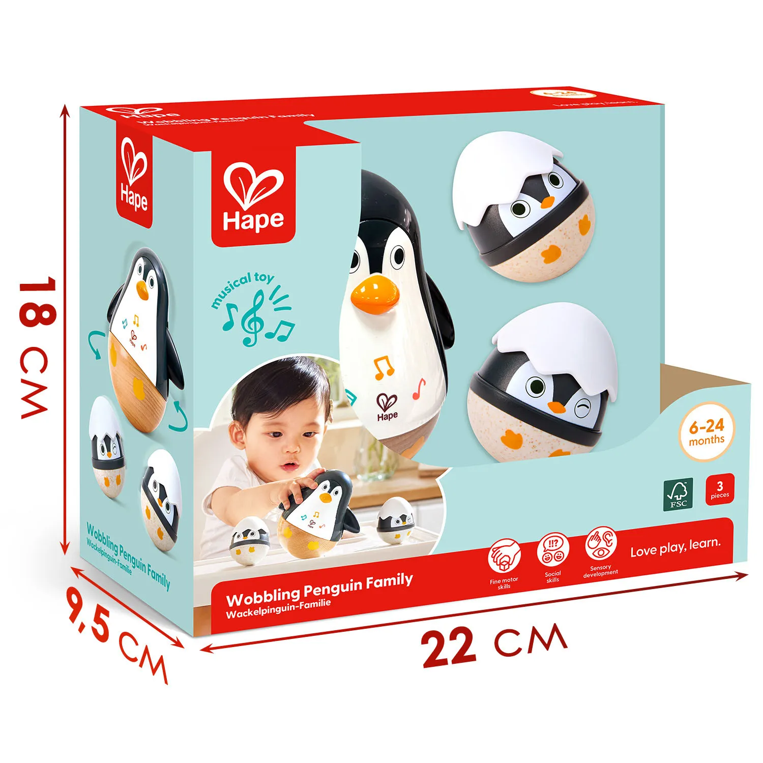 Набор неваляшек HAPE «Малышам» Семья пингвинов E0136_HP