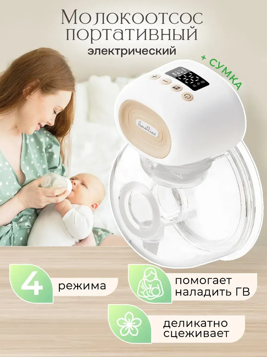 Молокоотсос Fiorellino портативный электрический YM-8806, 4 режима, usb. Изображение 2