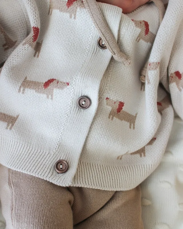 Кардиган детский LoomKnits Собачки Топленое молоко