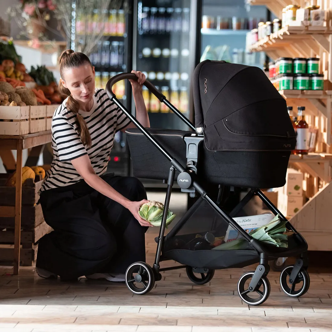 Коляска 2 в 1 Nuna IXXA NEXT, Черная (Riveted Rose) с люлькой LYTL, Черная (Riveted)