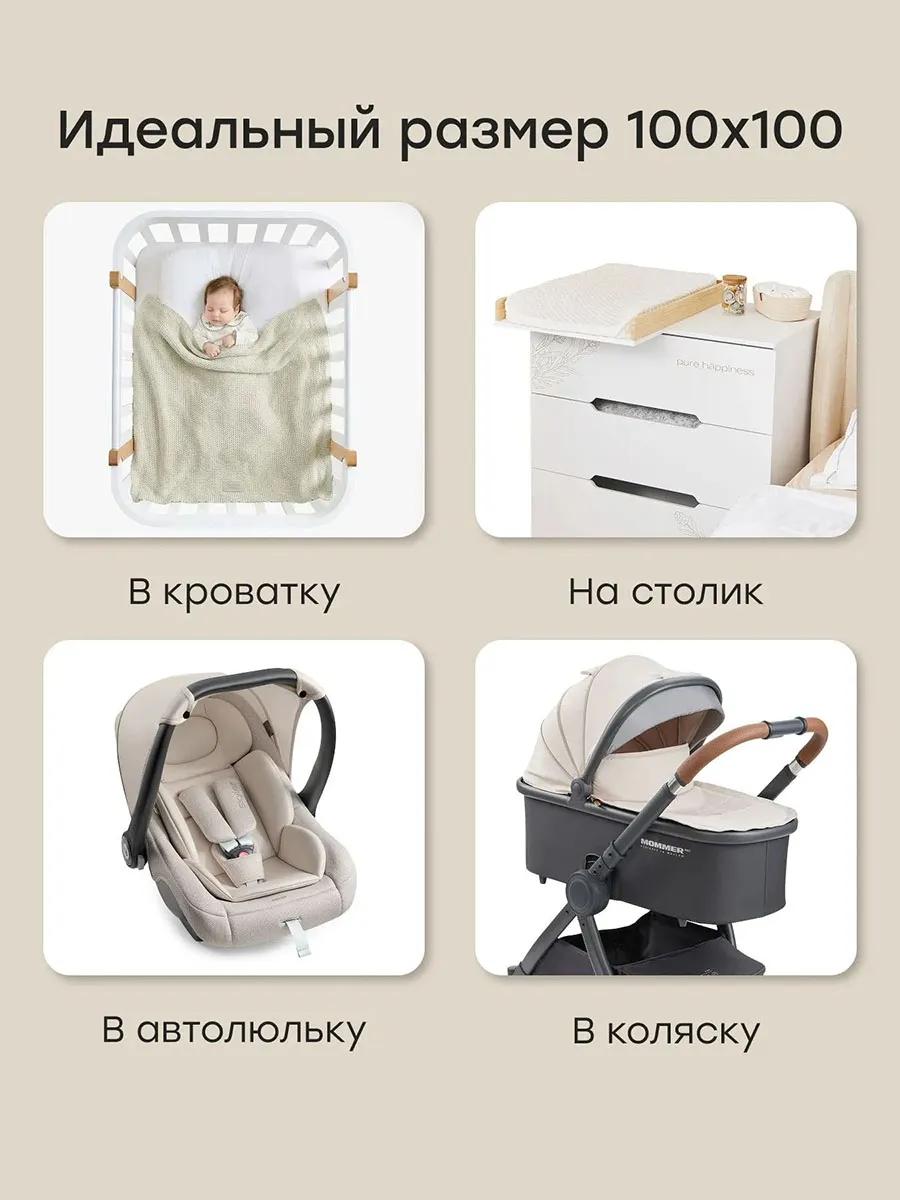 Плед Happy Baby детский 100х100 см светло-оливковый (light olive) 87584. Изображение 4