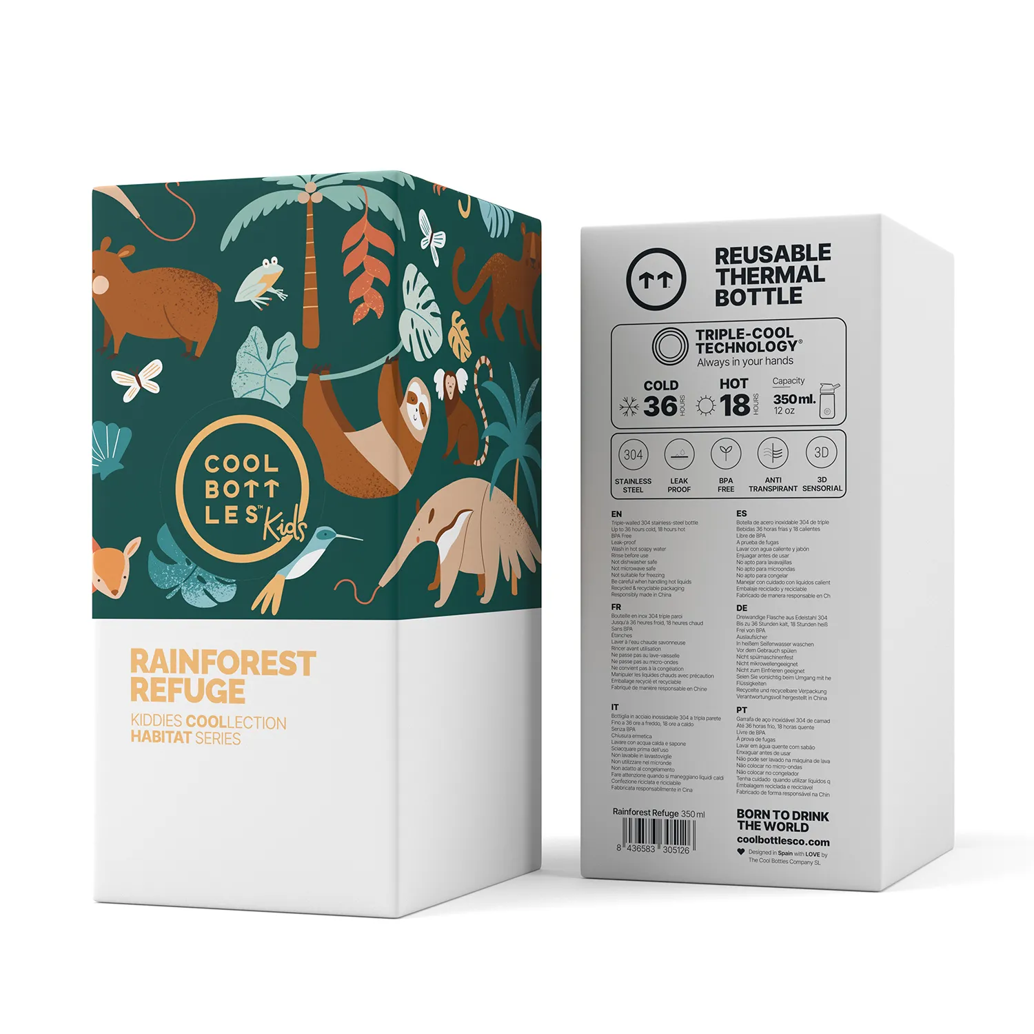 Термос-термобутылка Cool Bottles Kiddie Rainforest Refuge 350 мл