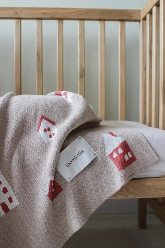 Плед детский 80х120 см LoomKnits Капучино Домики