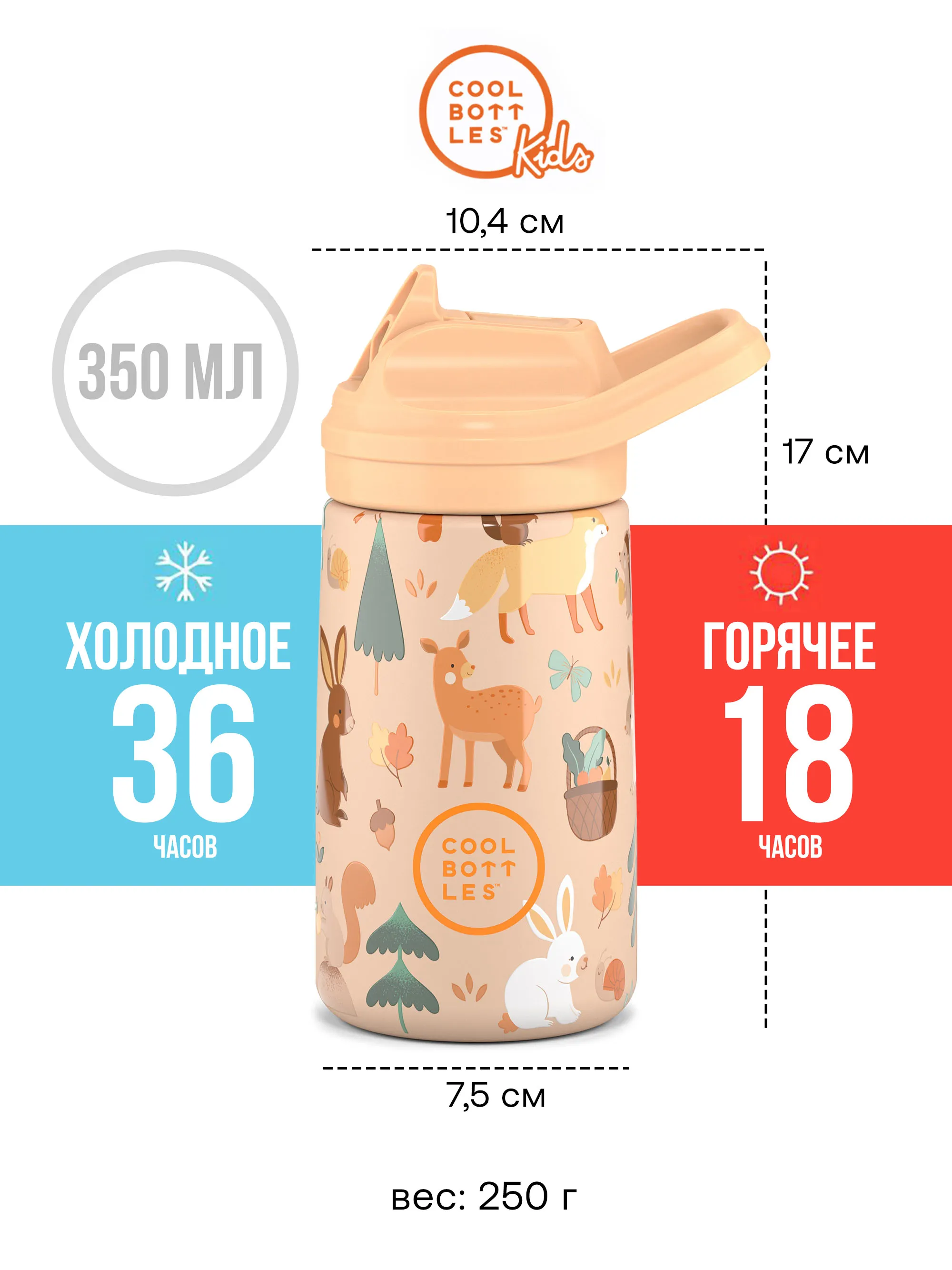 Термос-термобутылка Cool Bottles Kiddie Woodland Buddies 350 мл