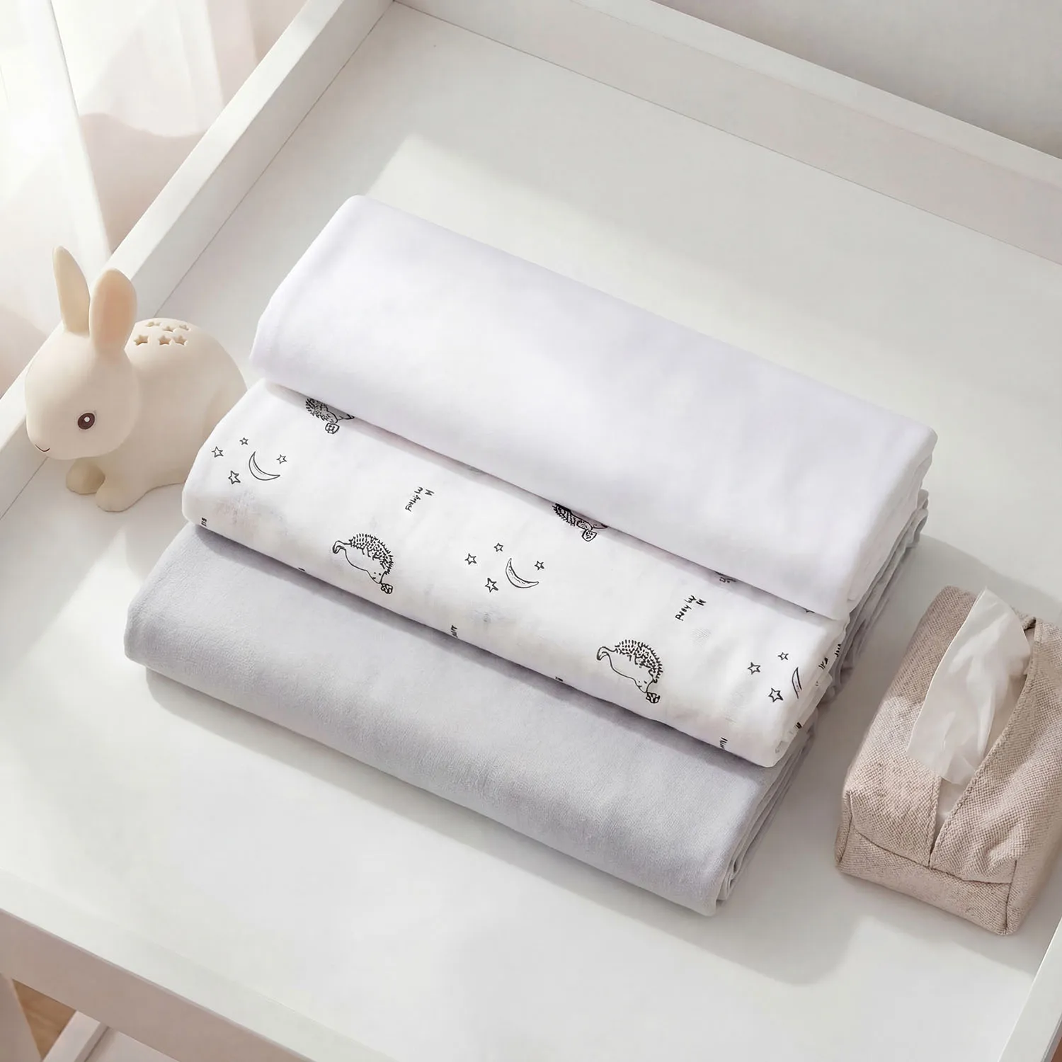 Комплект Lapsi № 6.1 пелёнки 3 шт, цвет белый/серый/с серым принтом