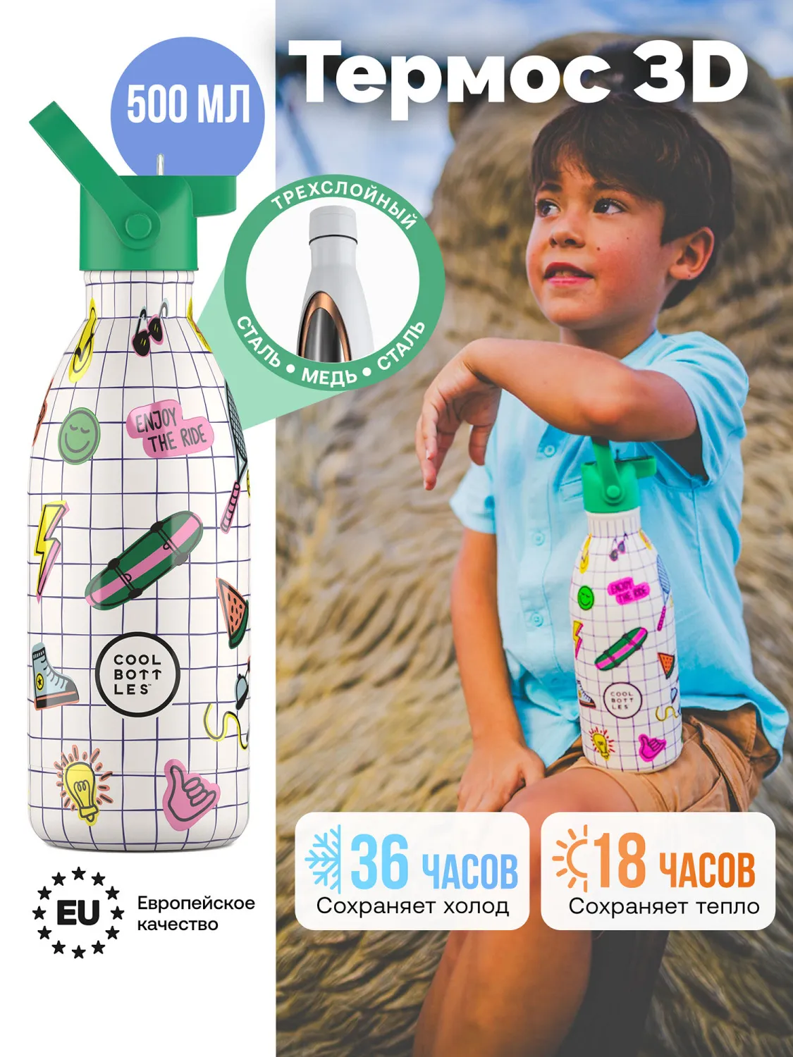 Термос–термобутылка Cool Bottles Kids Play Mode 500 мл