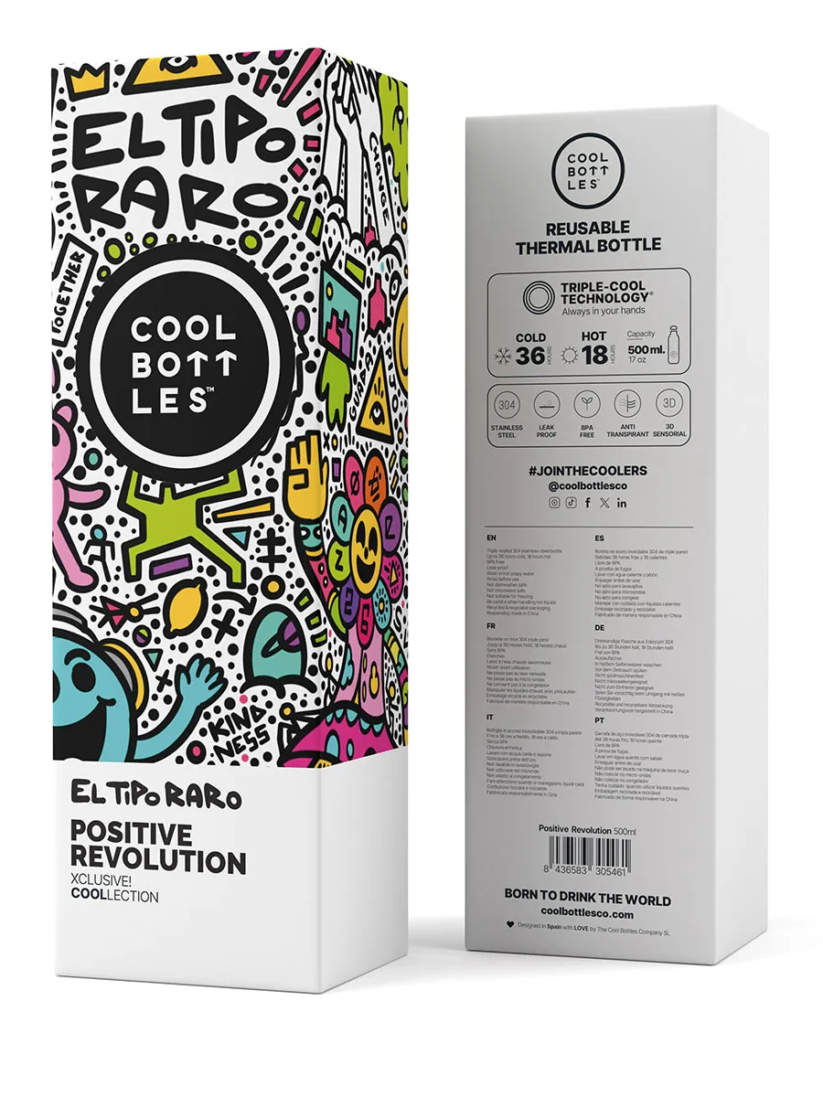 Термос-термобутылка Cool Bottles El Tipo Raro Positive Revolution 500мл CBB50PRE. Изображение 4