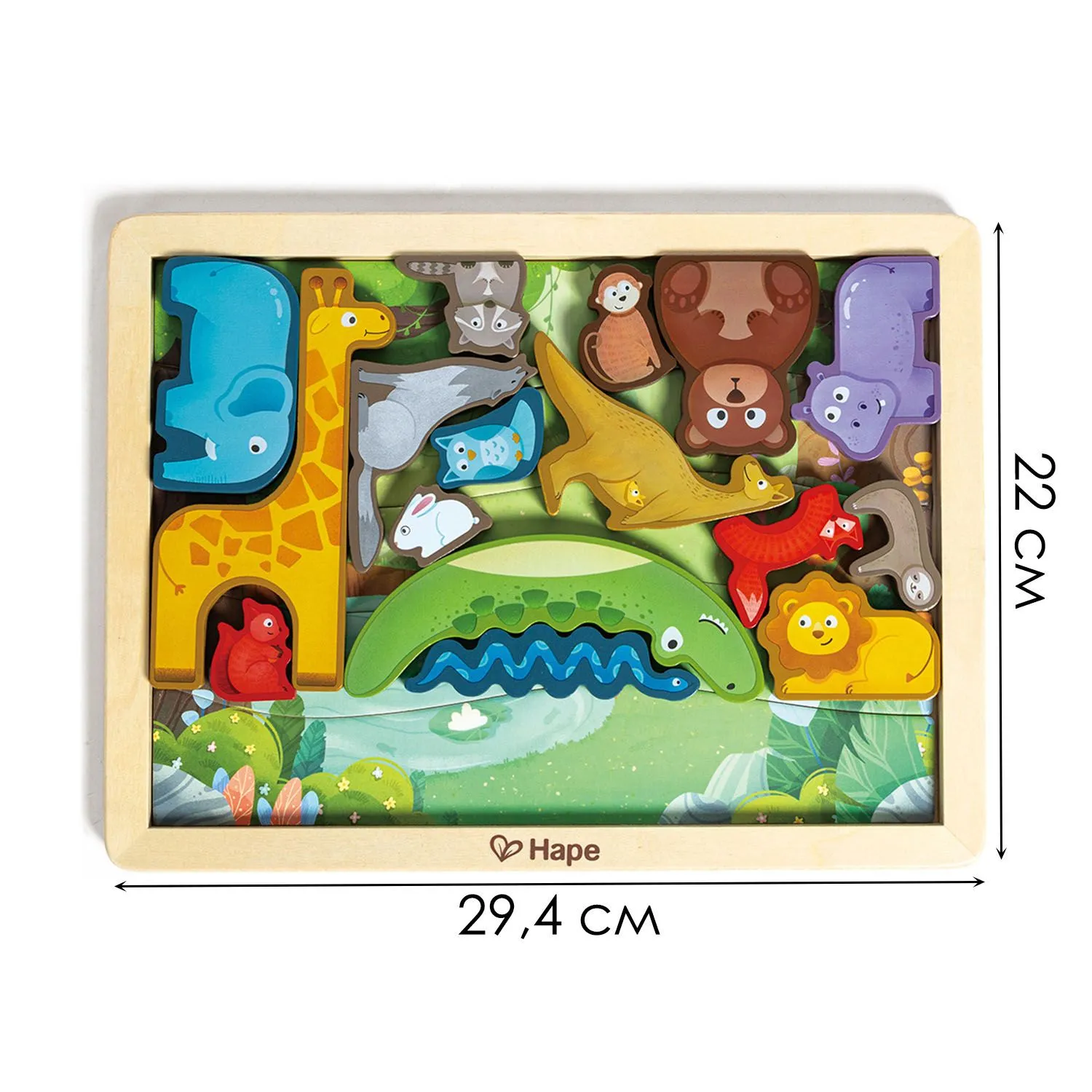 Пазл HAPE для детей "Умняша" Королевство Животных с фигурками E1656_HP