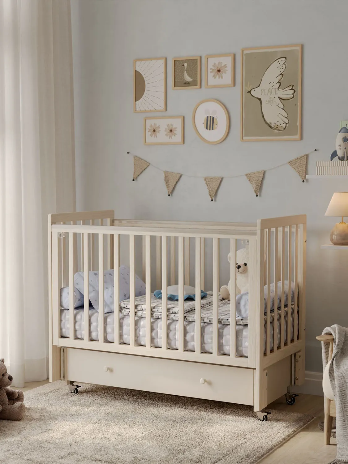 Кровать ANTEMI Classic Sleep Premium 120х60 с ящиком-маятником сатин НИК 24сатин. Изображение 4