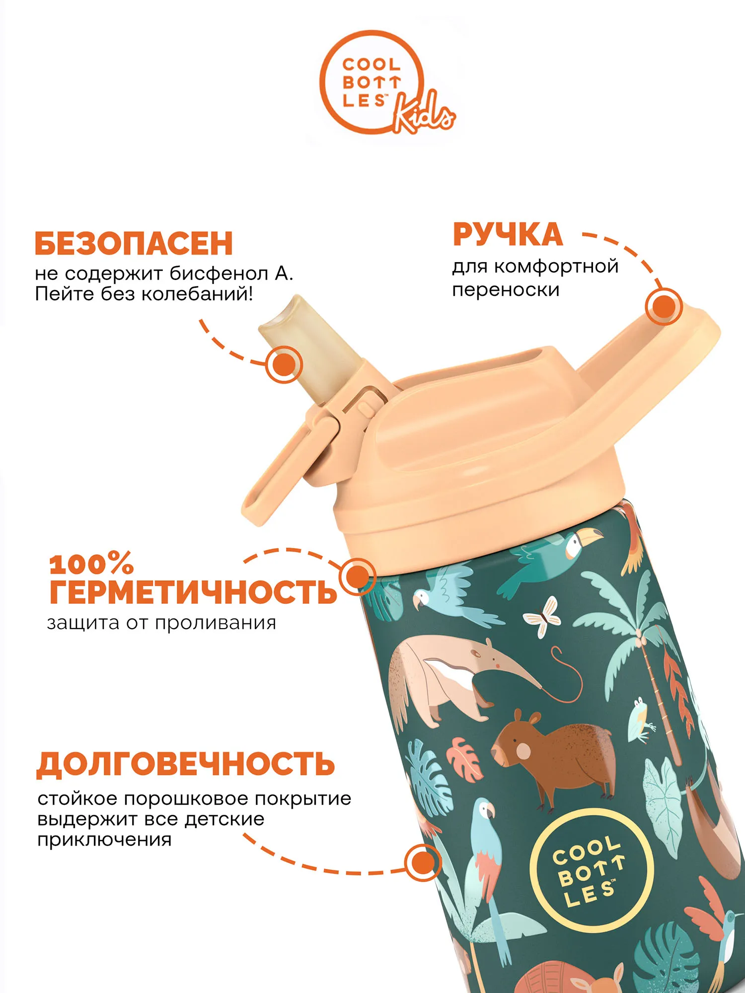 Термос-термобутылка Cool Bottles Kiddie Rainforest Refuge 350 мл