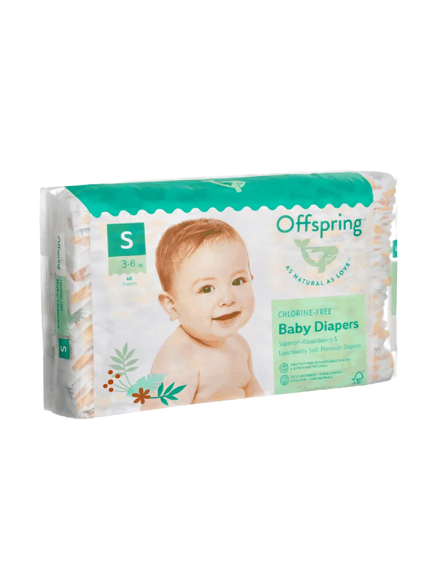 Подгузники Offspring S 3-6 кг Ананасы 48 шт
