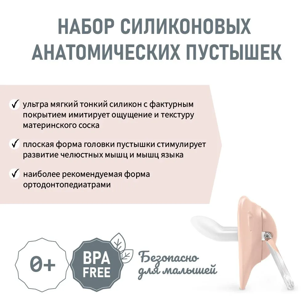 Набор Suavinex Pro Соска-пустышка 2шт 0–6 мес Anatomical силикон