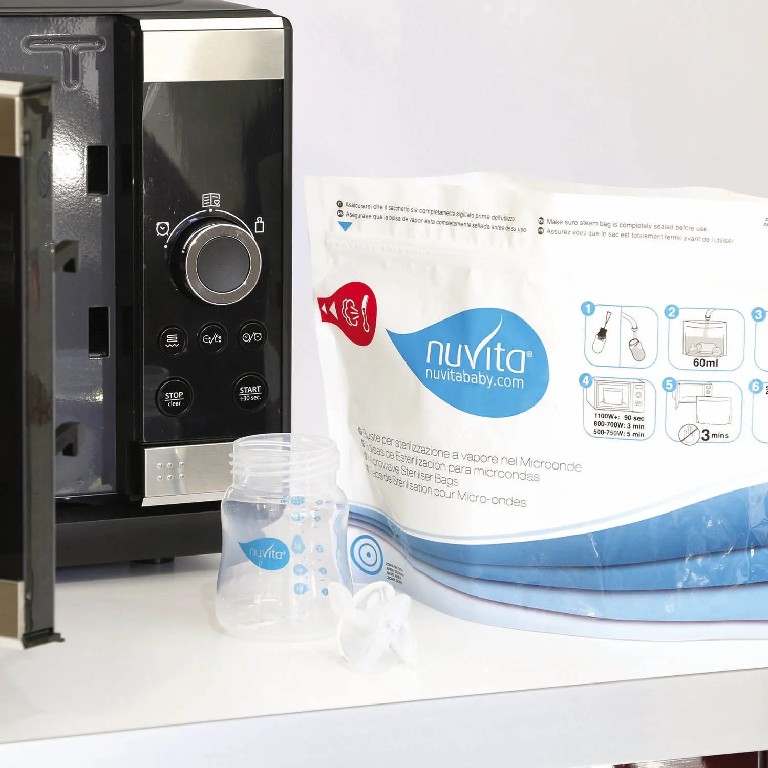 Пакеты для стерилизации в микроволновой печи Nuvita 1087 Microwave steam sterilizer bags, 5 шт NU-ALST0008