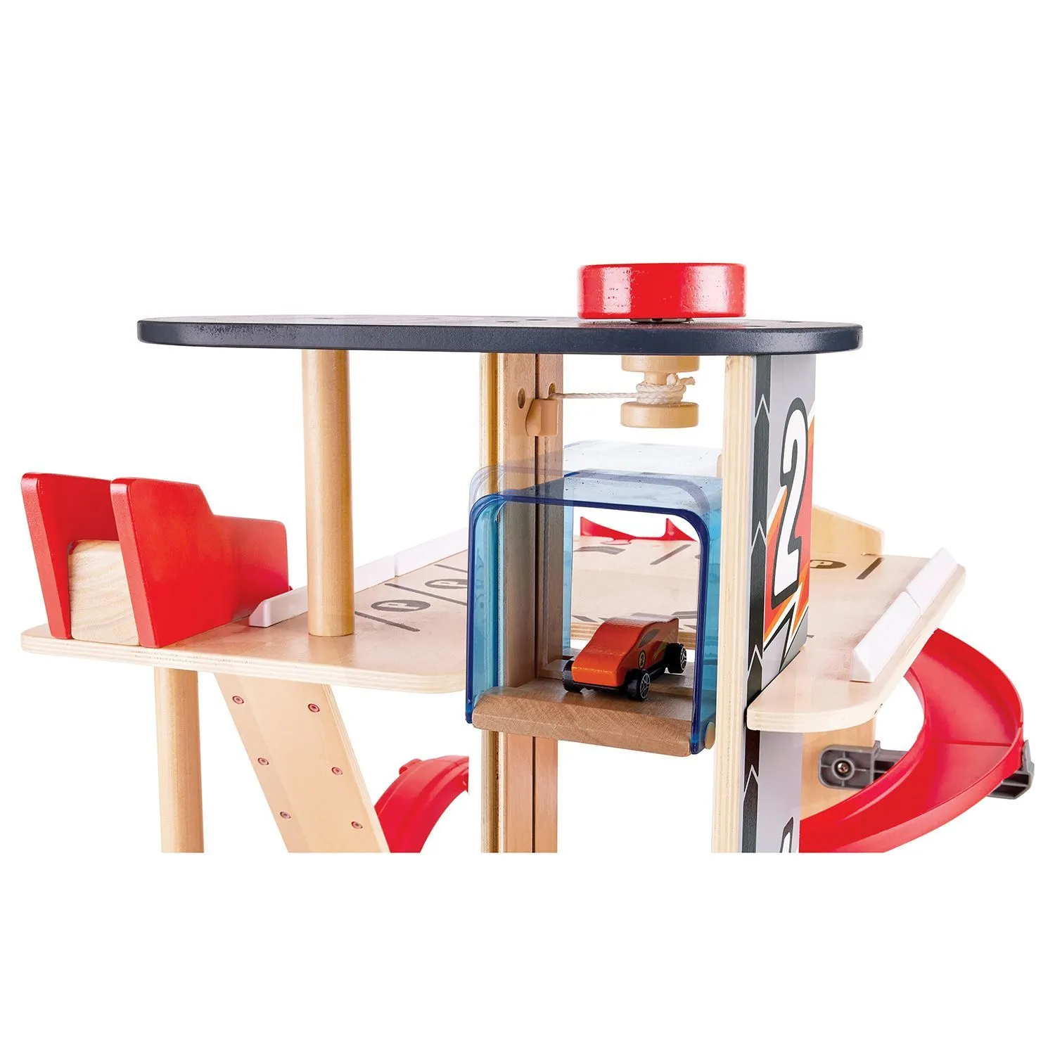 Деревянная многоуровневая автостоянка Hape «Гараж для трюков»