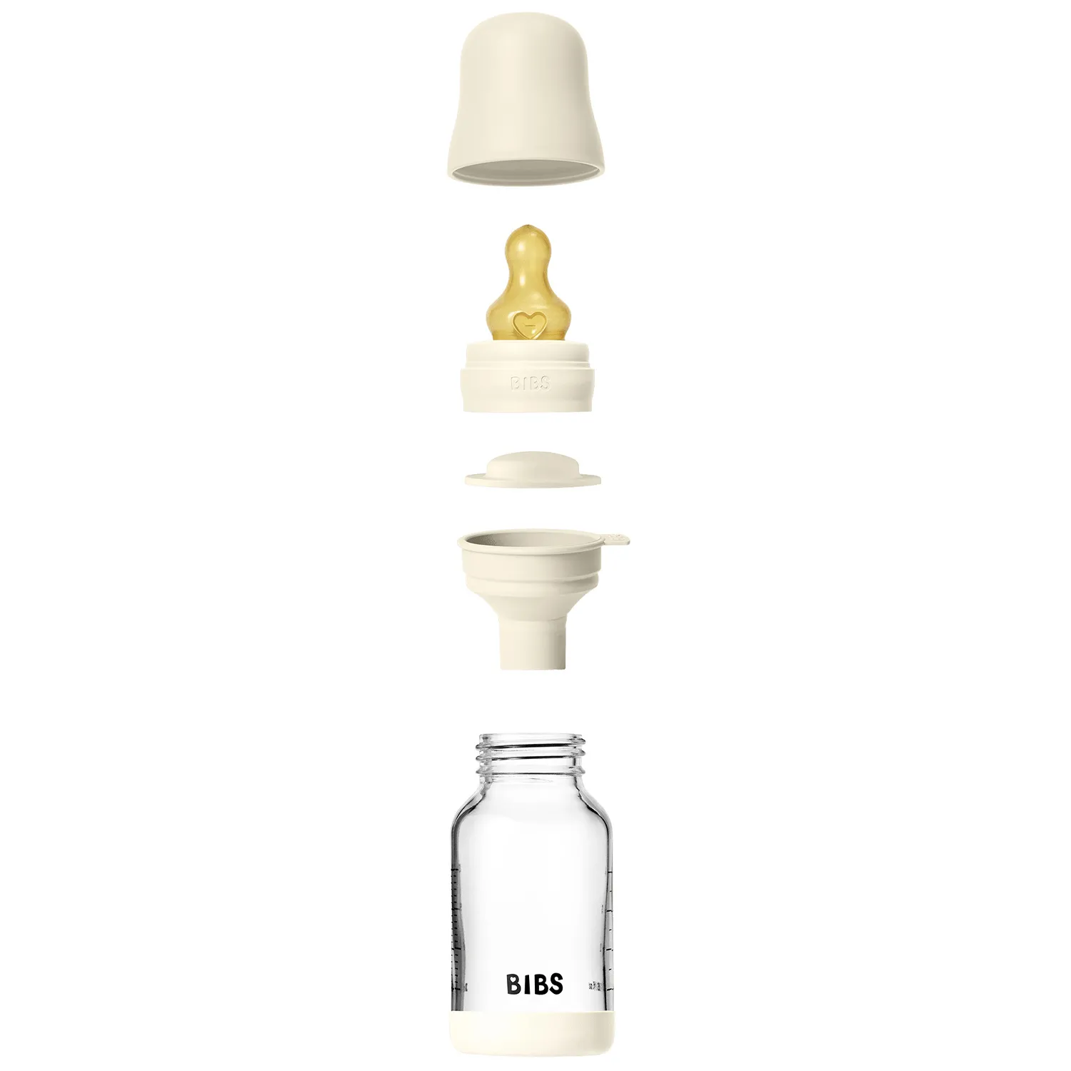 Бутылочка BIBS стеклянная для кормления с латексной соской медленный поток 120 мл 