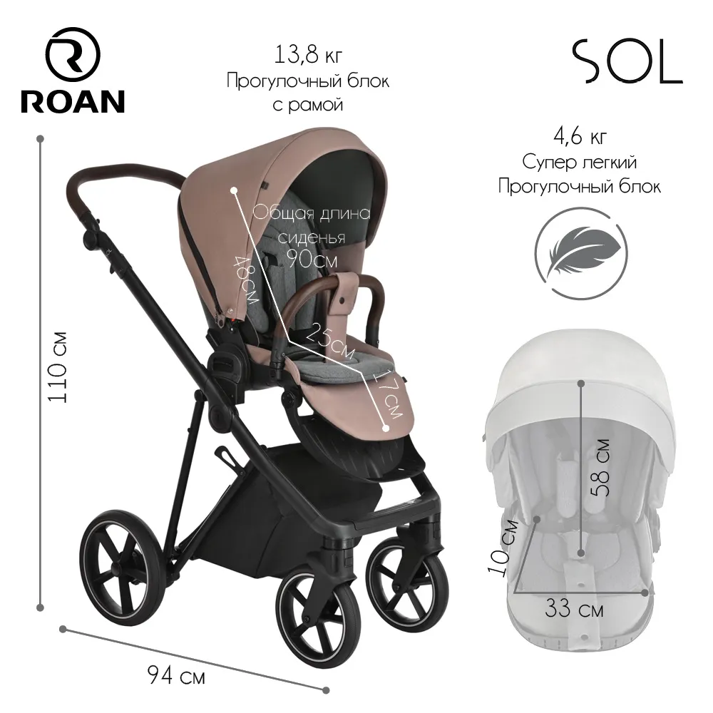 Коляска 2 в 1 Roan Sol