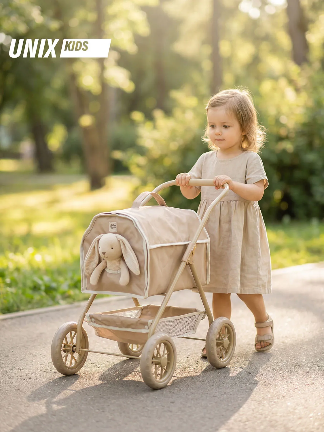 Коляска UNIX Kids Pet Doll для кукол Бежевый (Camel) DOLLPETCL