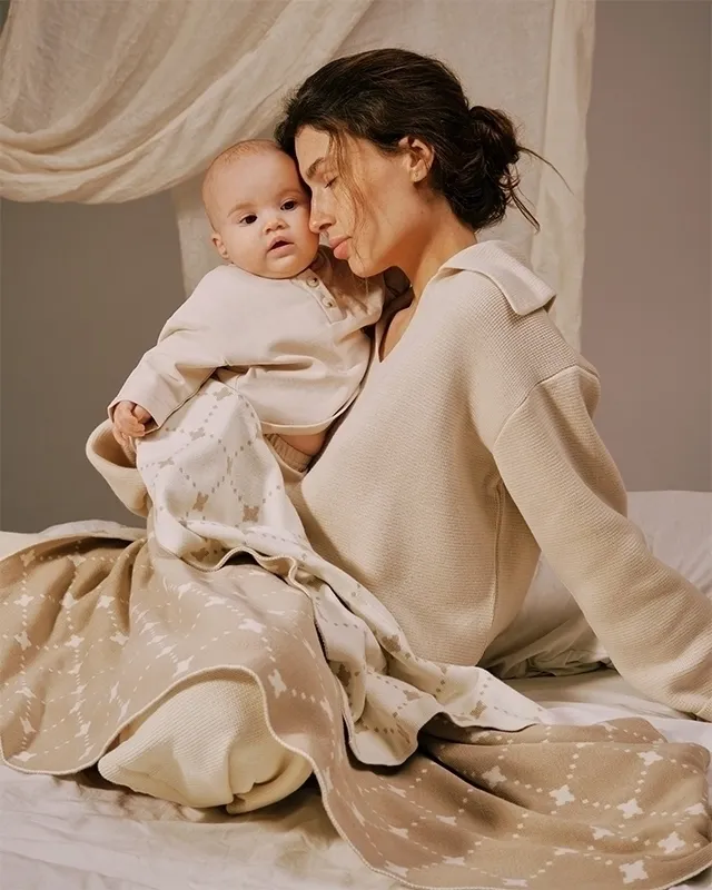 Плед детский LoomKnits Бежевый Ромб 80х120 см LW24-3115-002-80/120