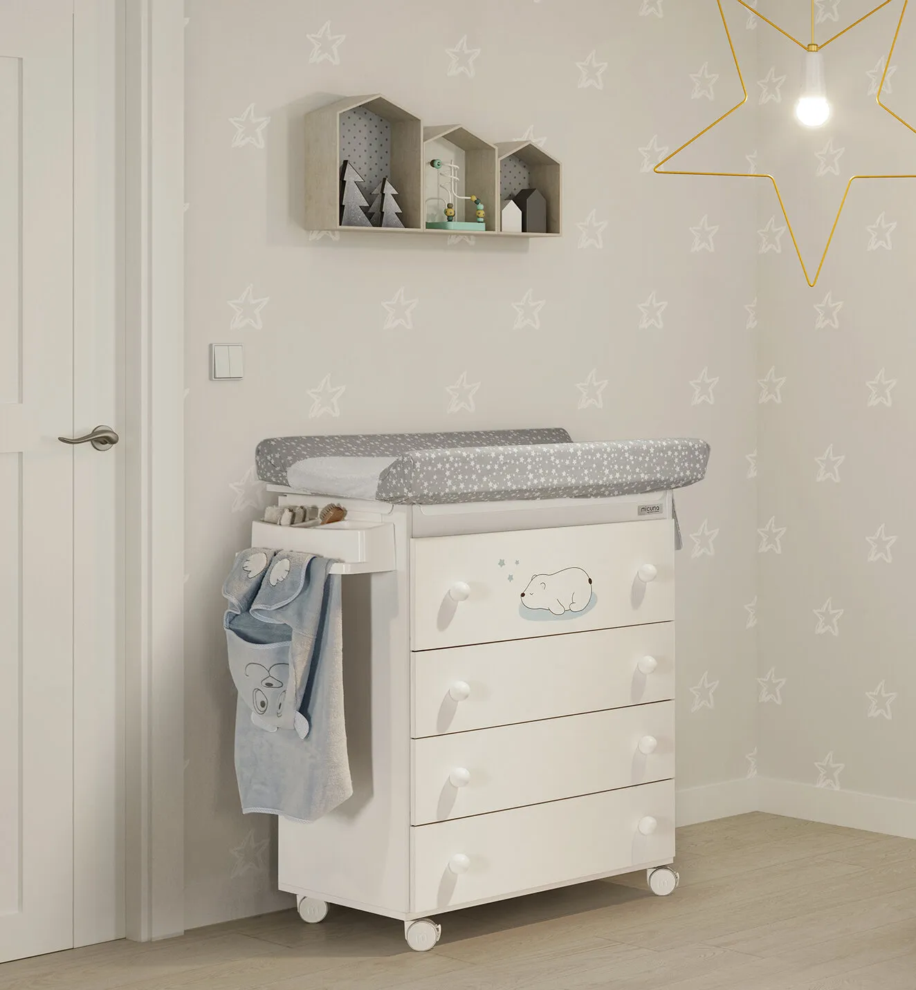 Промонабор Micuna Polar Bear: Кровать 120x60 + Комод пеленальный B-947
