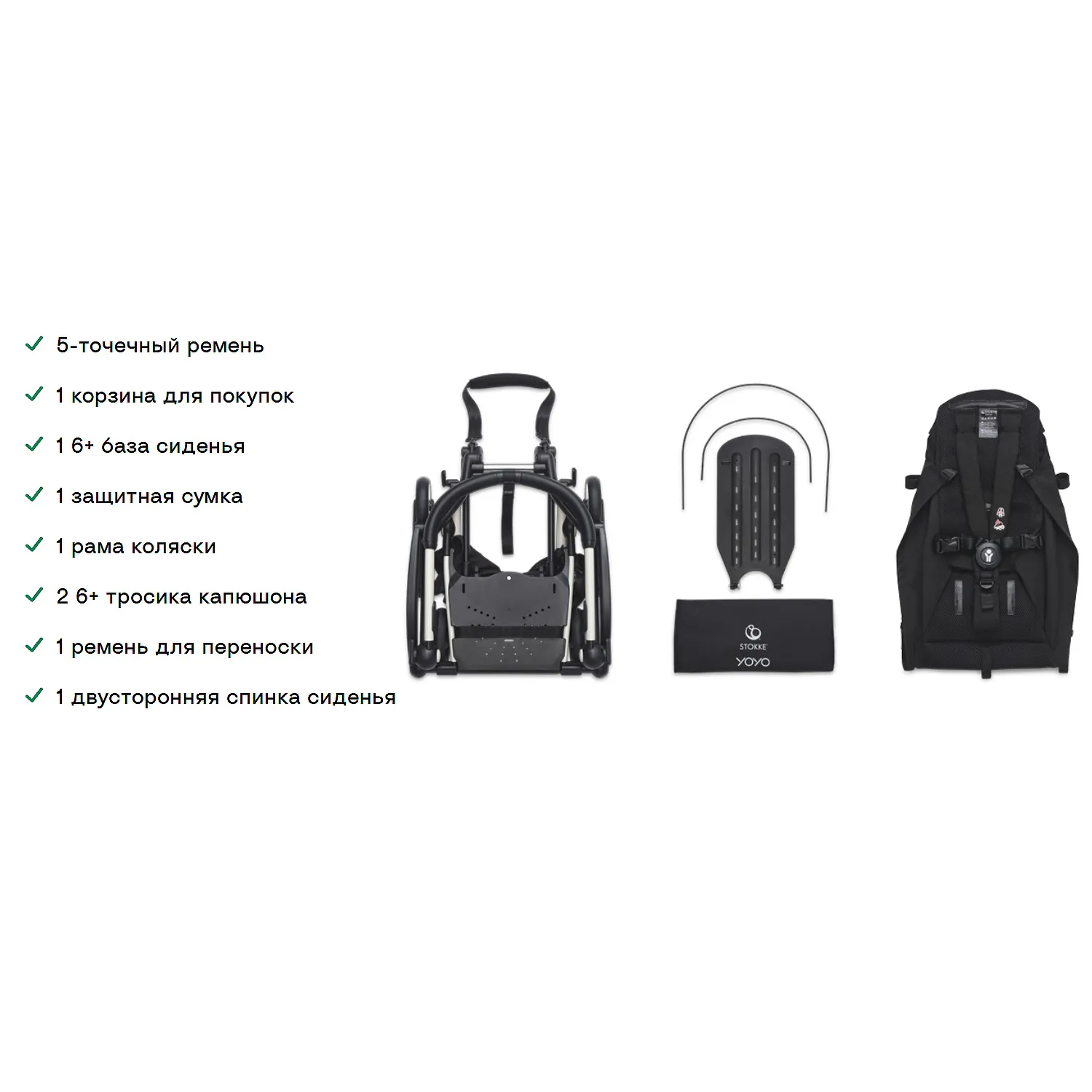 Рама для коляски Stokke YOYO³ чёрная без текстиля