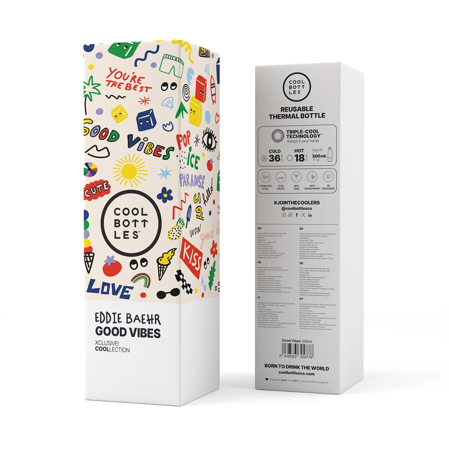 Термос-термобутылка Cool Bottles Eddie Baehr Good Vibes 500 мл